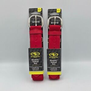 Athletic Works AW Red Adjustable Baseball Softball Unisex Youth Belt - (Pk of 2)